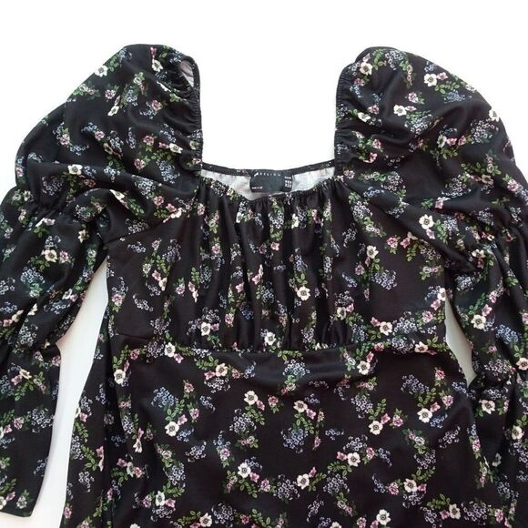 ASOS DESIGN Curve Dress Mini Tea Bubble Ruched Sleeves Smocked Style Plus 14 - Picture 8 of 12